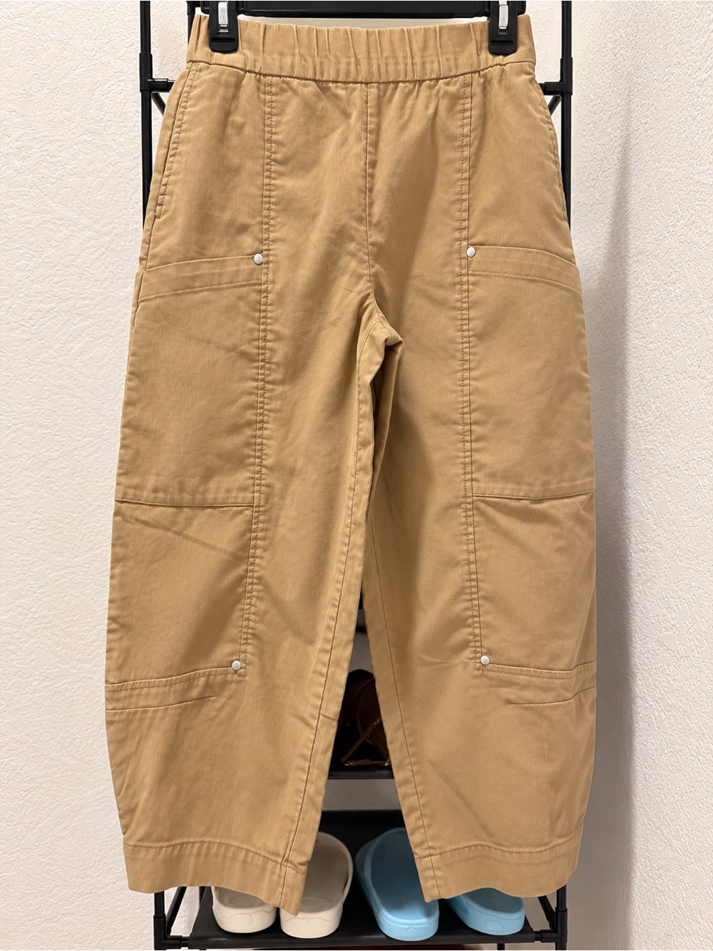 Banana Republic Wide-Leg Textured Twill Pull-On Pants XS Petite – Sand Beige NWT